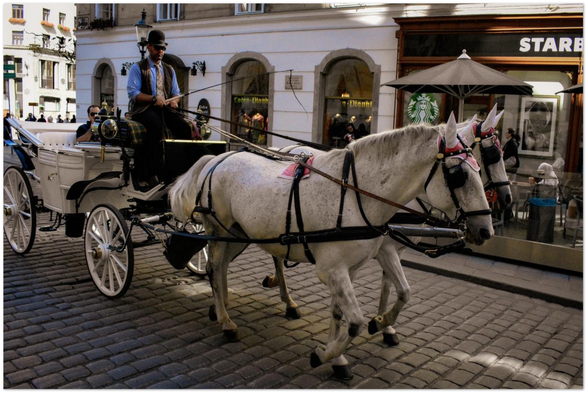 Horse And Cart, close-up detail of the print showing paper texture and colour