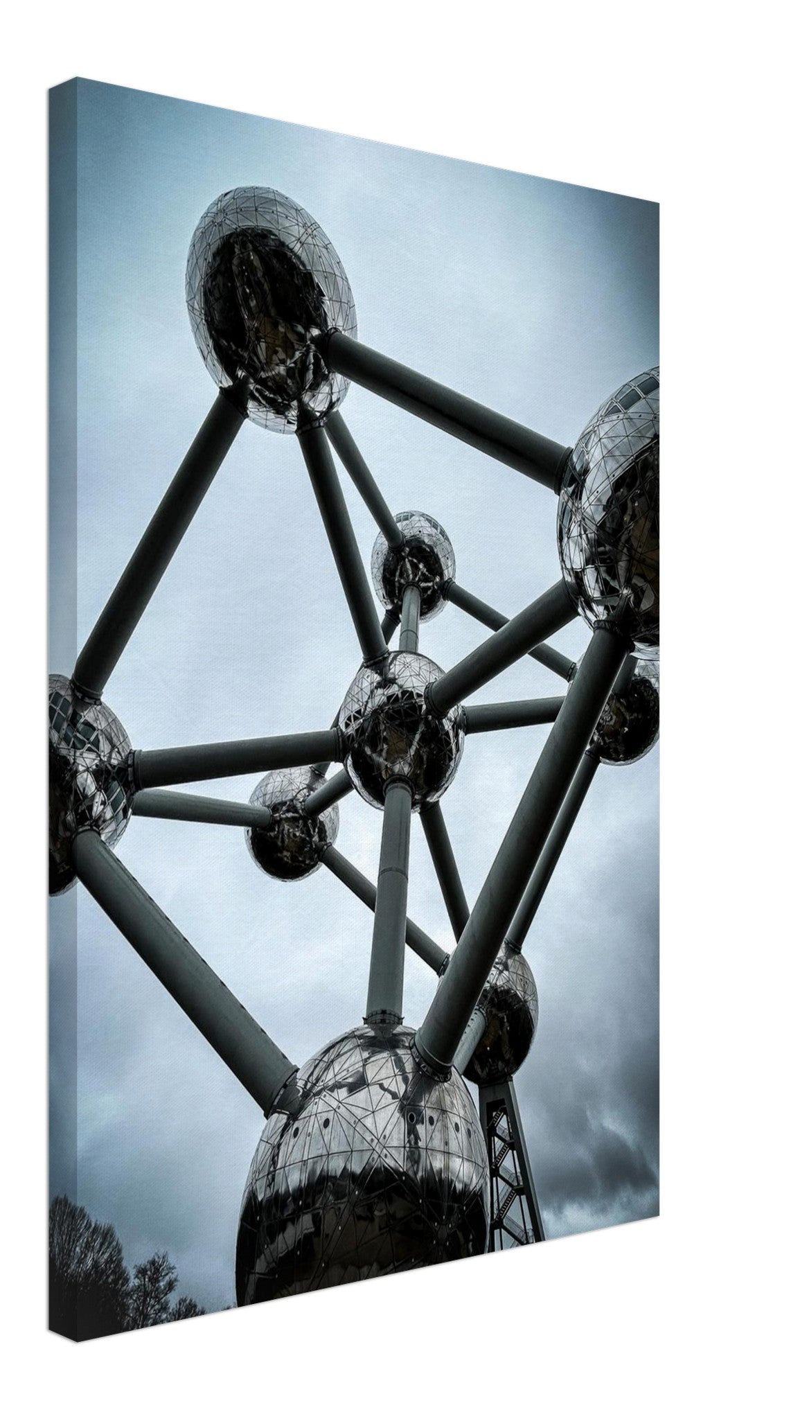 Belgium Atomium, close-up detail of the print showing paper texture and colour