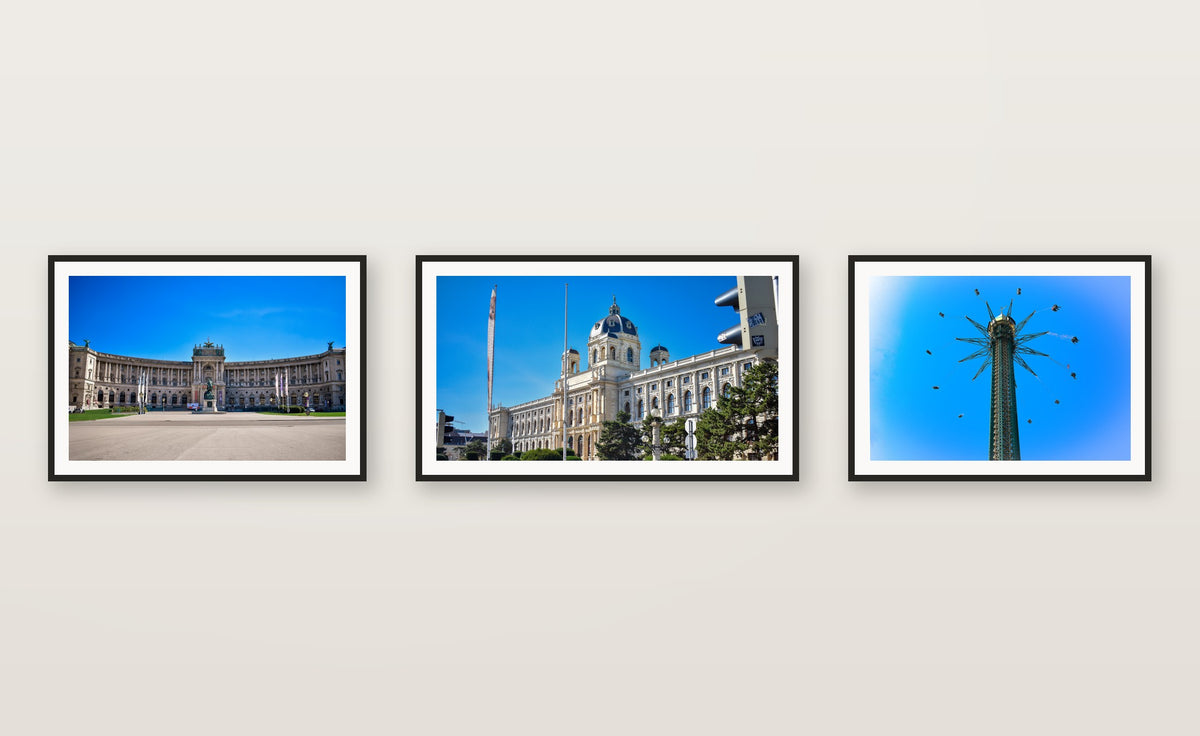 Vienna Library, part of a coordinated gallery-wall print set, photographed in Vienna — gallery wall set