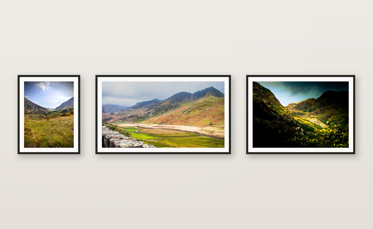 Snowdonia Plot, part of a coordinated gallery-wall print set, photographed in Snowdonia, North Wales — gallery wall set
